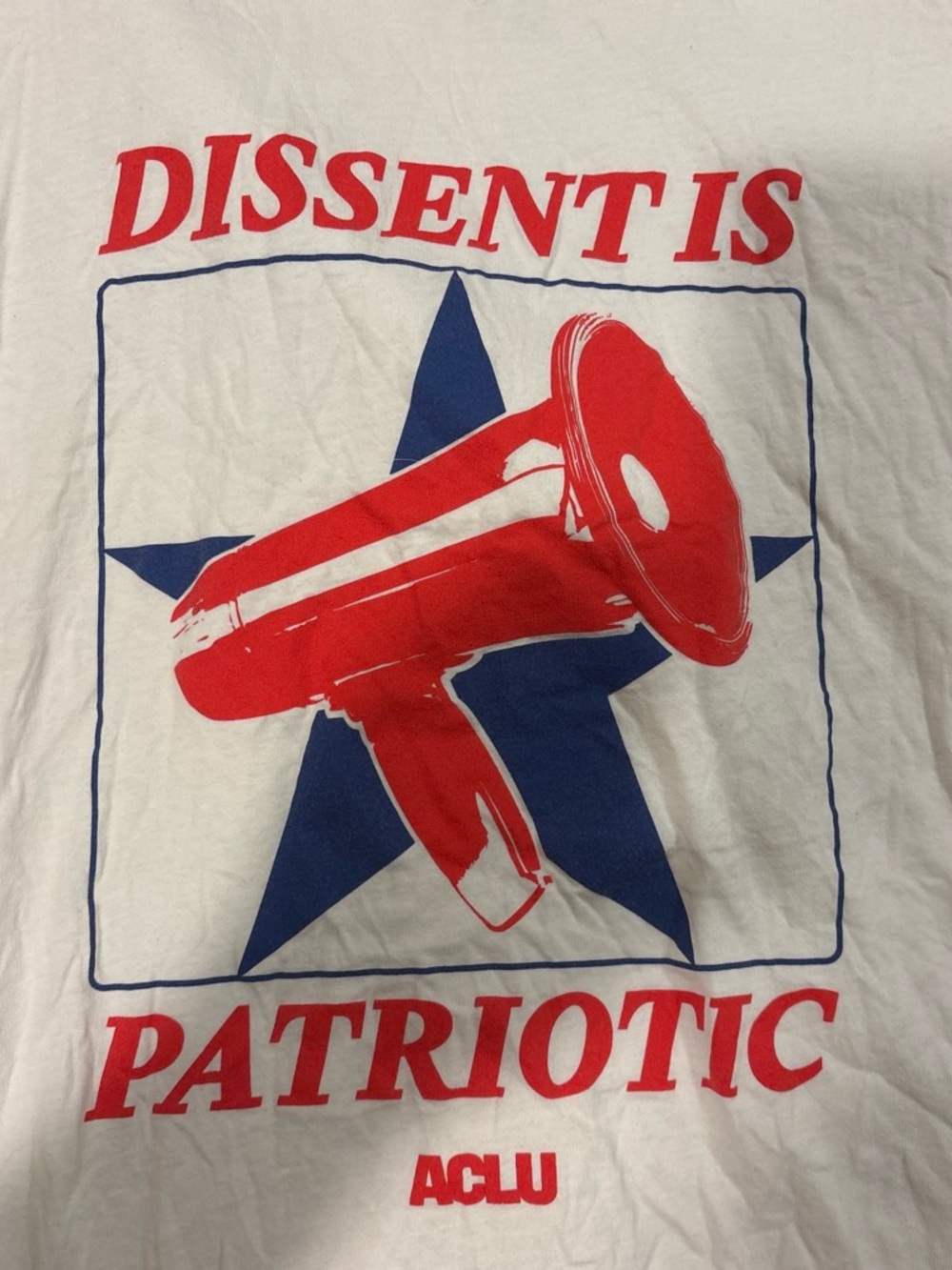 Women's White 'Dissent Is Patriotic' Short Sleeve Tee - Red & Blue